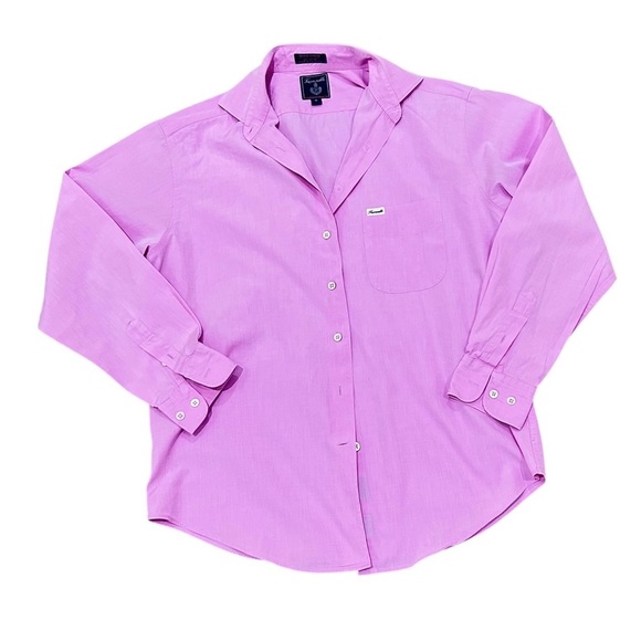 Faconnable pink Button-Down Shirt cotton chest pocket designed in France medium - Picture 3 of 8